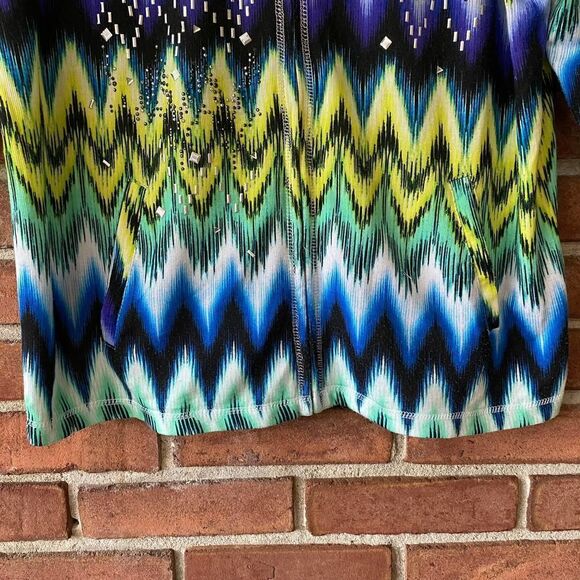 Onque Casuals Full Zip Chevron Sweater XL - Picture 5 of 8